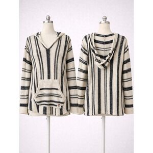 Buc-ee's Striped Knit Hoodie Poncho - Oversized Coastal Cowboy Pullover 2XL